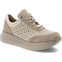 Armodo Beżowe Sneakersy Modne Skórzane Obuwie Damskie