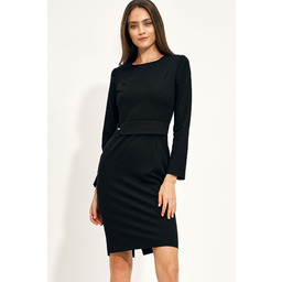 Biznesowa Sukienka z Ozdobnym Pasem w Talii -