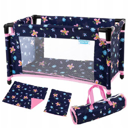 Kinderplay Łóżeczko Dla Lalek Turystyczne Kojec Akcesoria Torba