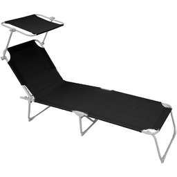 Edinos Czarny składany leżak z daszkiem W0-C16