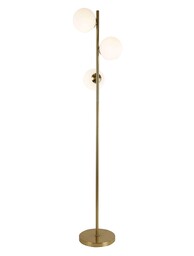 LAMPA STOJĄCA PODŁOGOWA MOSIĘŻNA BIAŁE KULE FREDICA 3