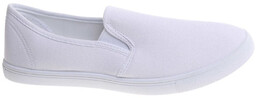 Białe materiałowe tenisówki slip on