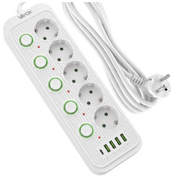 Vayox Listwa zasilająca/przedłużacz VA0473W-5, 5x gniazdo sieciowe Schuko,