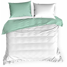 Pościel NOVA3 biała miętowa 140x200 poszewka bawełna satyna