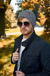 Męska Czapka Zimowa Beanie Brdrene CZ8 jasnoszara Mulina