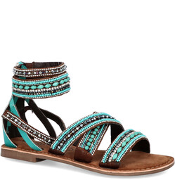 Sandały damskie gladiatorki - LAZAMANI LA75393 TURKUSOWE