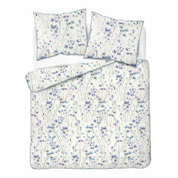 Detexpol Pościel z perkalu 160x200 kremowa w niebiesko-fioletowe