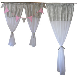 Firanka dziecięca komplet okno balkon szare groszk