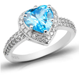 Pierścionek Srebrny z Błękitnym Sercem