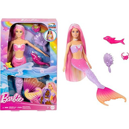 Barbie Malibu Syrenka Zmiana koloru Lalka z różowymi