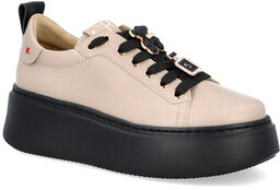 Sneakersy skórzane z ozdobami - CHEBELLO 4596 BEŻOWO-CZARNE