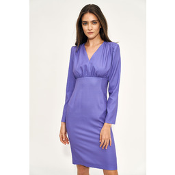 Wizytowa sukienka z Długim Rękawem - Fioletowa