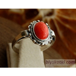 BODILA - srebrny pierścionek z koralem