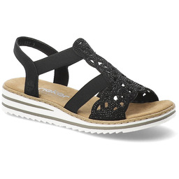 Rieker Sandały damskie, cholewka ze skóry ekologicznej