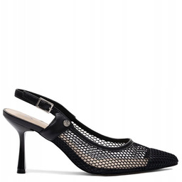 Maciejka Skórzane Slingback Czółenka na Szpilce Czarne K7507-01/00-0