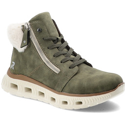 Rieker Zielone Botki Ocieplane Buty Damskie