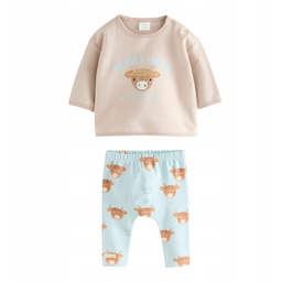 Komplet Niemowlęcy Next Bluza Spodnie Legginsy Szkocka Krówka