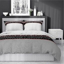 Pościel satynowa 220x200 Home Satin 81 biała czarna