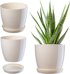 Doniczka Agen z podstawką 20 cm, kremowa