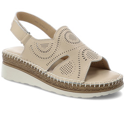 S.Barski Sandały damskie, cholewka ze skóry naturalnej licowej