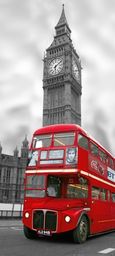 Londyn Big Ben - Czerwony Autobus - fototapeta