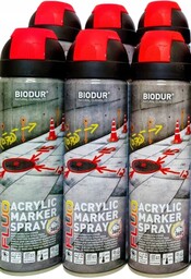 Spray Farba Geodezyjna do znakowania Czerwony 6szt