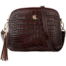 Skórzana listonoszka Canaletto z tłoczeniem krokodyla i złotymi