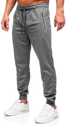 Szare spodnie męskie joggery dresowe Denley JX6108