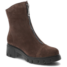 Armodo Brązowe Botki Skórzane Buty Damskie Na Obcasie