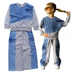 Dresowy Komplet Dziewczęcy Dres Dla Dziewczynki Bluza Spodnie