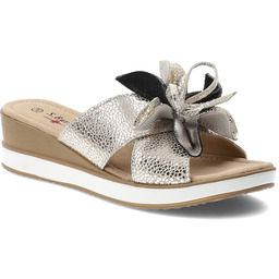 S.Barski Klapki damskie, cholewka ze skóry naturalnej