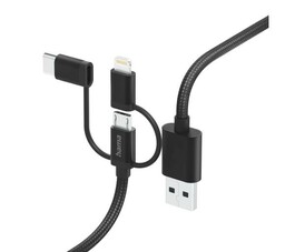 Hama 3w1 USB-C LIGHT 1,5m Czarny Kabel USB