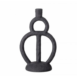 Bloomingville RAMINA Rzeźbiarski Świecznik Dekoracyjny / Czarny