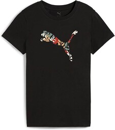 Grafika Kwiatowy Kot Logo Koszulka PUMA Czarna