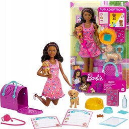 Barbie Lalka Z Zestawem Adopcja Piesków