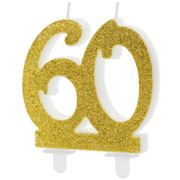 Świeczka na 60-tke ze złotym brokatem - 1