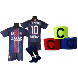 strój piłkarski dla dzieci Dembele getry opaska rozmiar