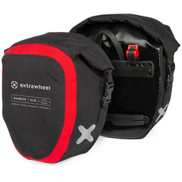 Extrawheel Sakwy Uniwersalne Rambler, czarno-czerwone, 25L, Premium Cordura