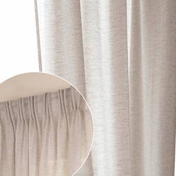 Zasłona firana gotowa na taśmie żabki beżowa srebrna