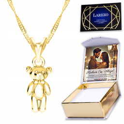 Złoty Naszyjnik 925 z Misiem Pluszakiem Teddy Miś