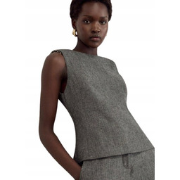 Karen Millen Petite Szara Bluzka bez Rękawów