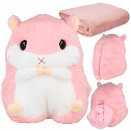 Chomik maskotka kocyk poduszka koc pluszowy komplet 3w1