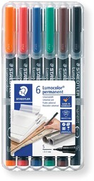 Foliopisy kolorowe 6 szt permanentne S Lumocolor Staedtler