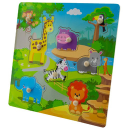 EuroBaby, puzzle drewniane Safari, 30x30 cm