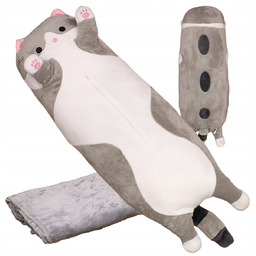 Kot Kotek 55cm maskotka kocyk poduszka koc pluszowy