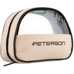 Beżowo-czarna kosmetyczka z tkaniny syntetycznej z przezroczystym panelem