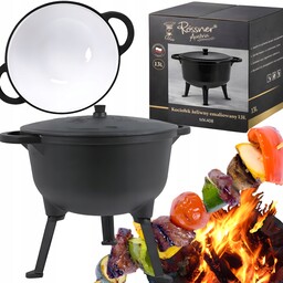 Rossner Kociołek Myśliwski 13 L Emalia Żeliwny Garnek