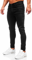 Czarne spodnie jeansowe męskie regular fit Denley 6094