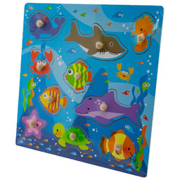 EuroBaby, puzzle drewniane zwierzątka morskie, 30x30 cm