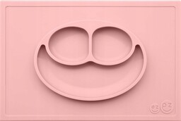 Różowy silikonowy talerzyk z podkładką pastel Ezpz